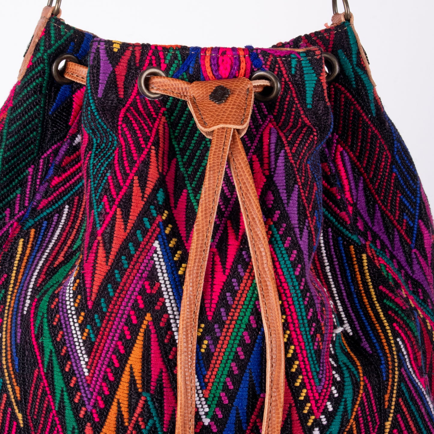 DRAWSTRING BUCKET BAG - OOAK HUIPIL - DESERT PYTHON - NO. 18027