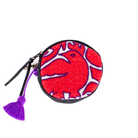 CIRCLE COIN PURSE - OTOMÍ TEXTILE - BLACK - NO. 18206