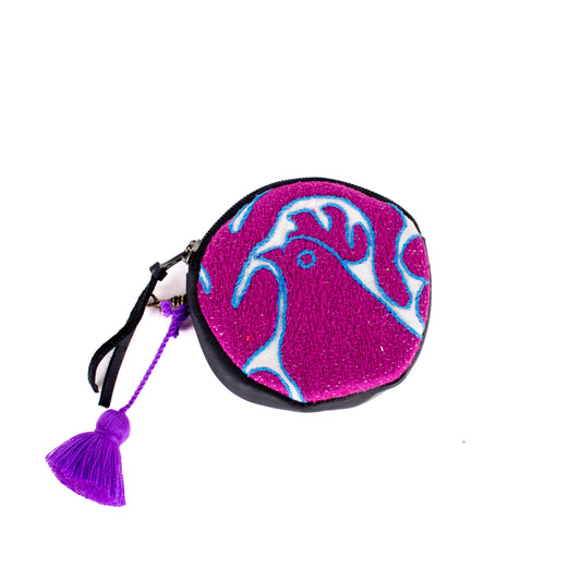 CIRCLE COIN PURSE - OTOMÍ TEXTILE - BLACK - NO. 18207