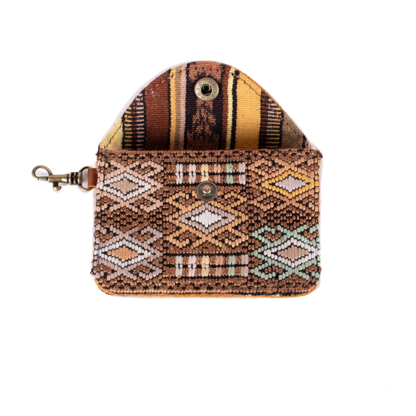 CARD CASE WITH CLASP - OOAK HUIPIL - CAFE - NO. 18246