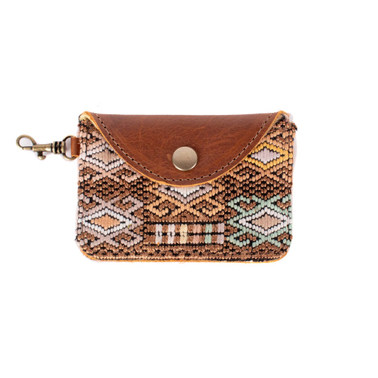 CARD CASE WITH CLASP - OOAK HUIPIL - CAFE - NO. 18246