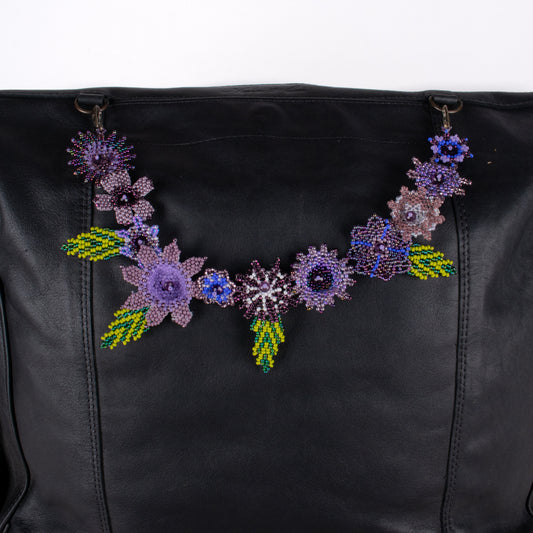 BEADED FLORAL BAG NECKLACE - NO. 18285