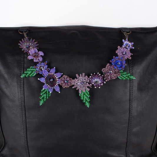 BEADED FLORAL BAG NECKLACE - NO. 18286