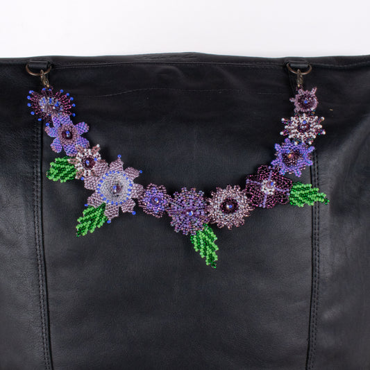 BEADED FLORAL BAG NECKLACE - NO. 18287