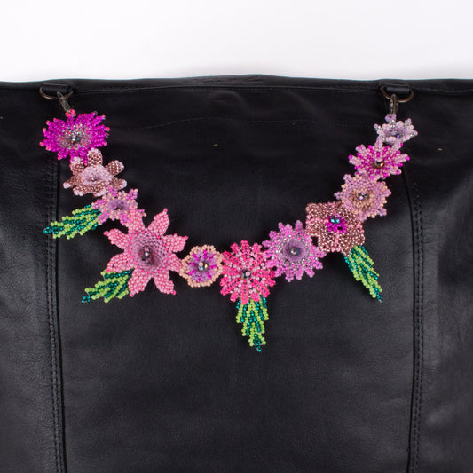 BEADED FLORAL BAG NECKLACE - NO. 18288