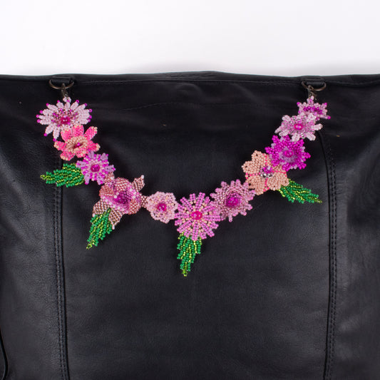 BEADED FLORAL BAG NECKLACE - NO. 18289