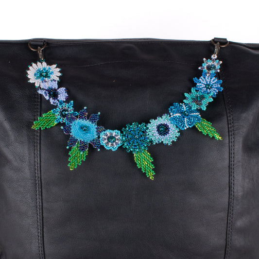 BEADED FLORAL BAG NECKLACE - NO. 18291
