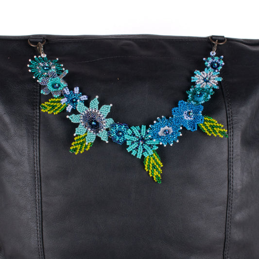 BEADED FLORAL BAG NECKLACE - NO. 18292
