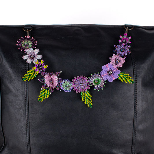 BEADED FLORAL BAG NECKLACE - NO. 18293