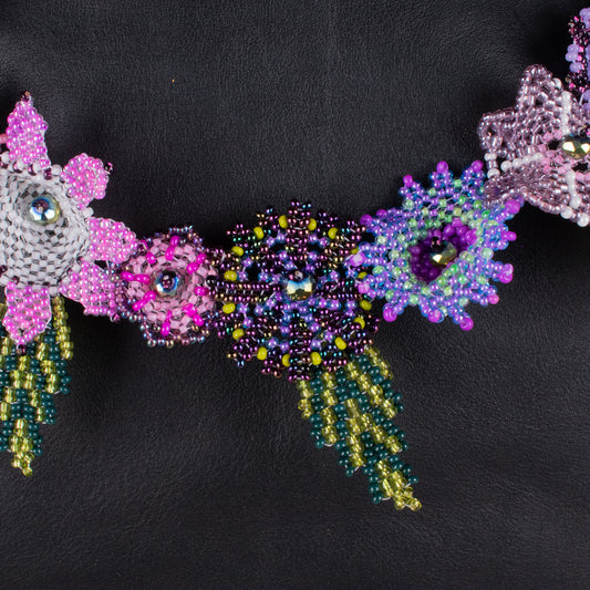 BEADED FLORAL BAG NECKLACE - NO. 18294