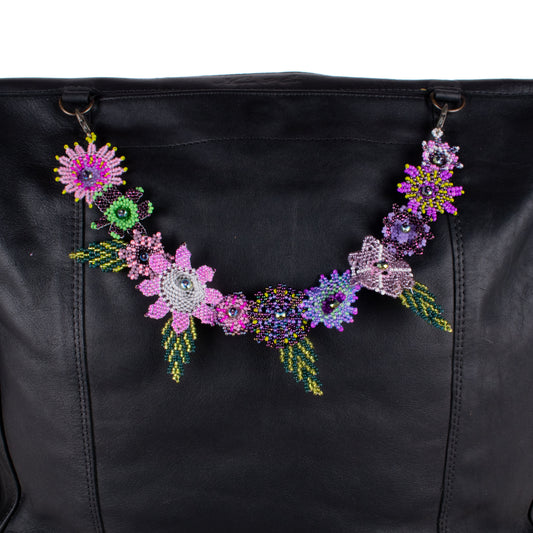 BEADED FLORAL BAG NECKLACE - NO. 18294