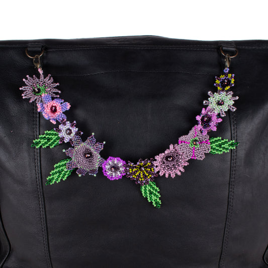 BEADED FLORAL BAG NECKLACE - NO. 18295