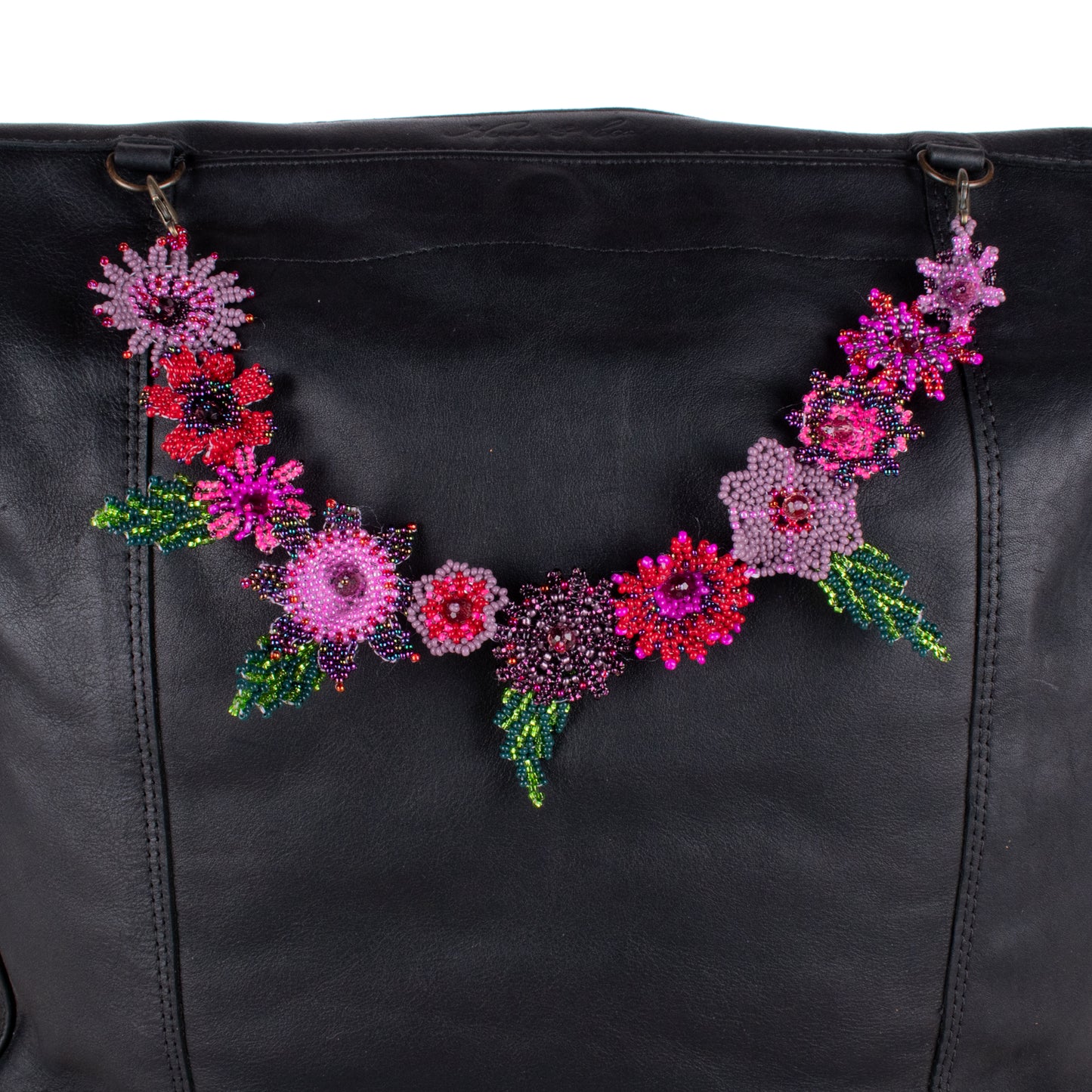 BEADED FLORAL BAG NECKLACE - NO. 18297