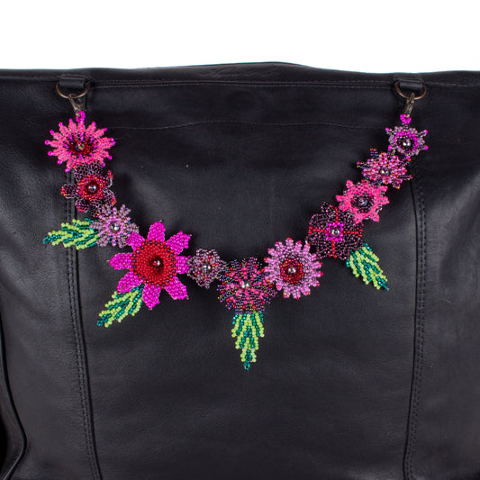BEADED FLORAL BAG NECKLACE - NO. 18298