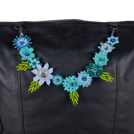 BEADED FLORAL BAG NECKLACE - NO. 18299