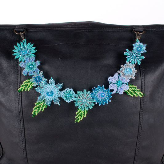 BEADED FLORAL BAG NECKLACE - NO. 18300