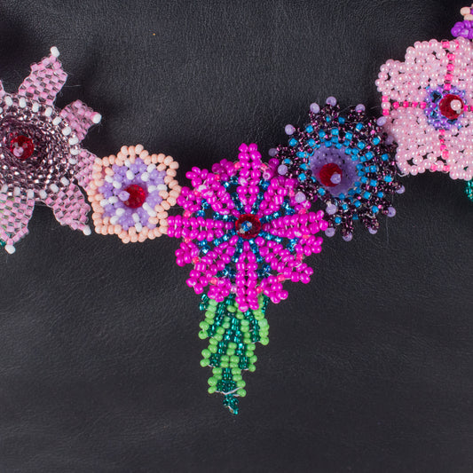 BEADED FLORAL BAG NECKLACE - NO. 18303