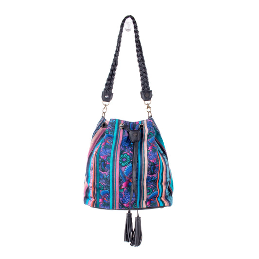 DRAWSTRING BUCKET BAG - CORTE - BLACK - NO. 18455