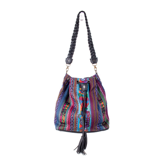 DRAWSTRING BUCKET BAG - CORTE - BLACK - NO. 18457