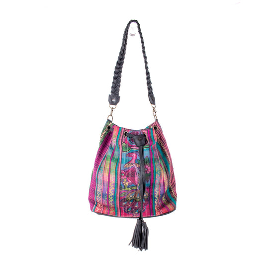 DRAWSTRING BUCKET BAG - CORTE - BLACK - NO. 18458