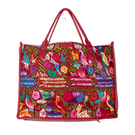 PERFECT TRAVEL TOTE - OOAK HUIPIL - CHILI PEPPER - NO. 18703