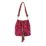 DRAWSTRING BUCKET BAG - OOAK HUIPIL - HONEY - NO. 18945