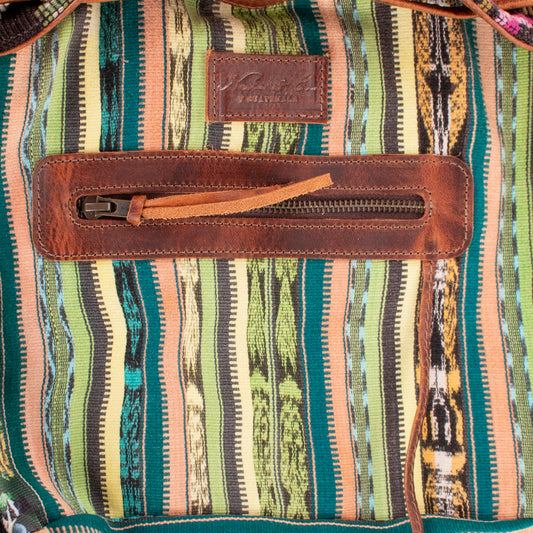 DRAWSTRING BUCKET BAG - OOAK HUIPIL - HONEY - NO. 18947
