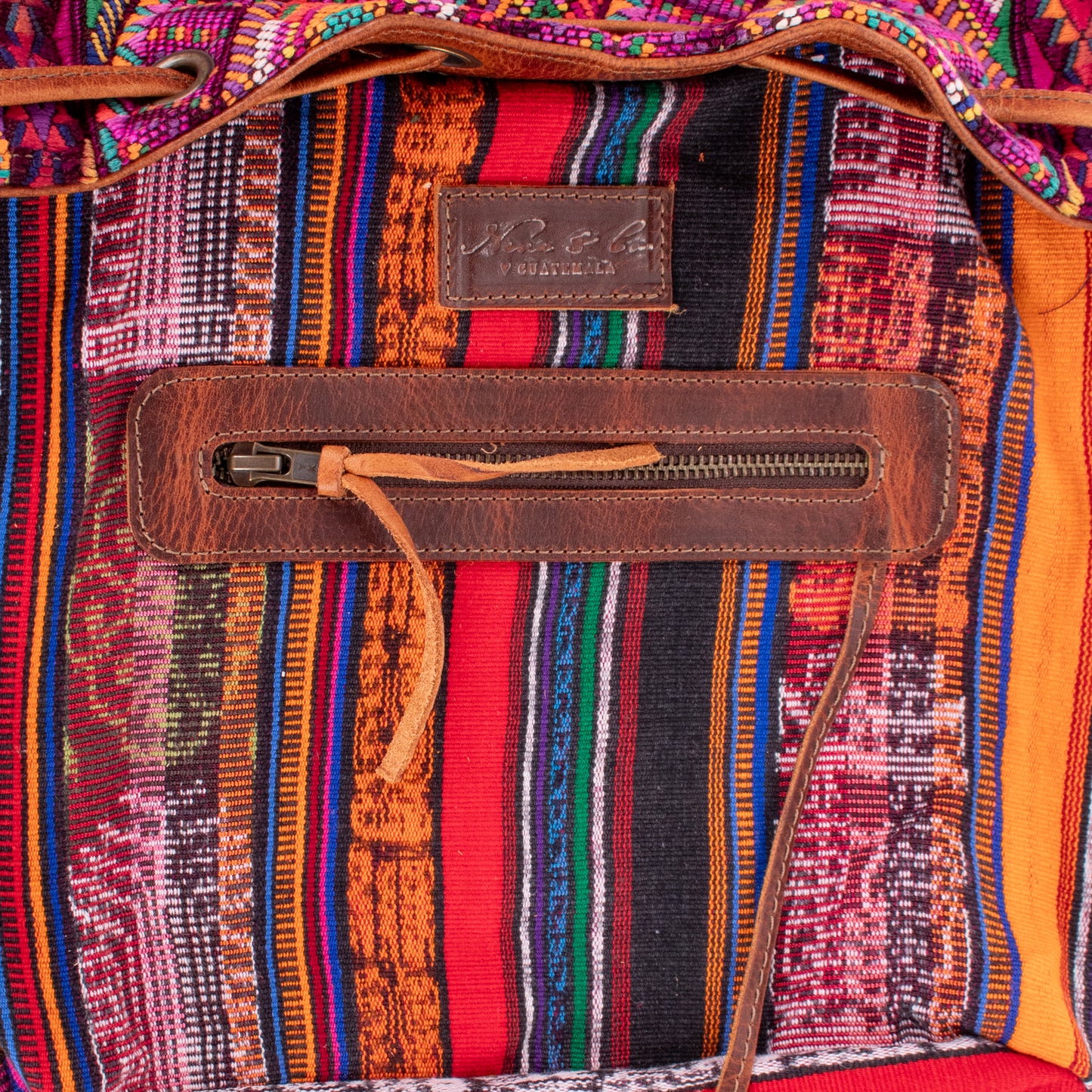 DRAWSTRING BUCKET BAG - OOAK HUIPIL - HONEY - NO. 18950