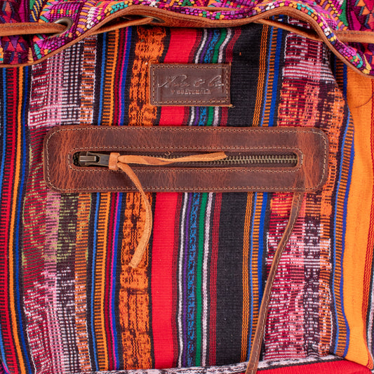 DRAWSTRING BUCKET BAG - OOAK HUIPIL - HONEY - NO. 18950