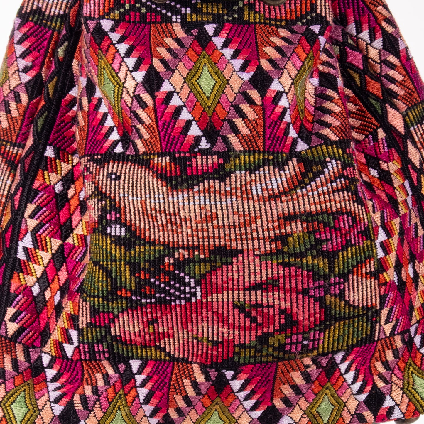 DRAWSTRING BUCKET BAG - OOAK HUIPIL - EMERALD - NO. 19072