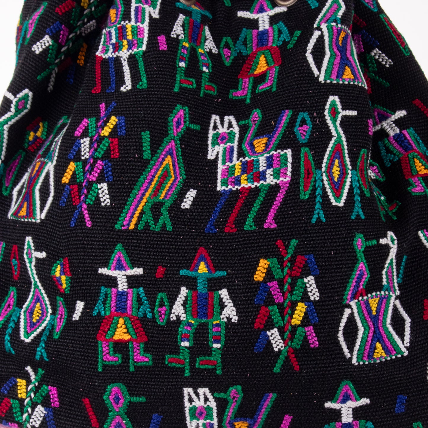 DRAWSTRING BUCKET BAG - OOAK HUIPIL - BABY RHINO - NO. 19074