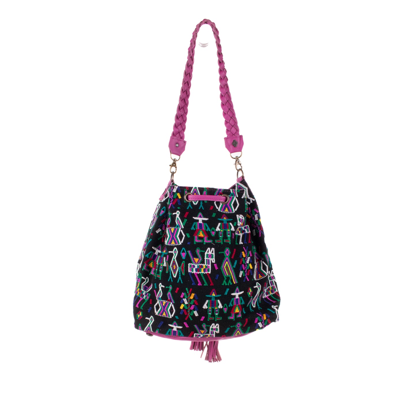 DRAWSTRING BUCKET BAG - OOAK HUIPIL - BABY RHINO - NO. 19074