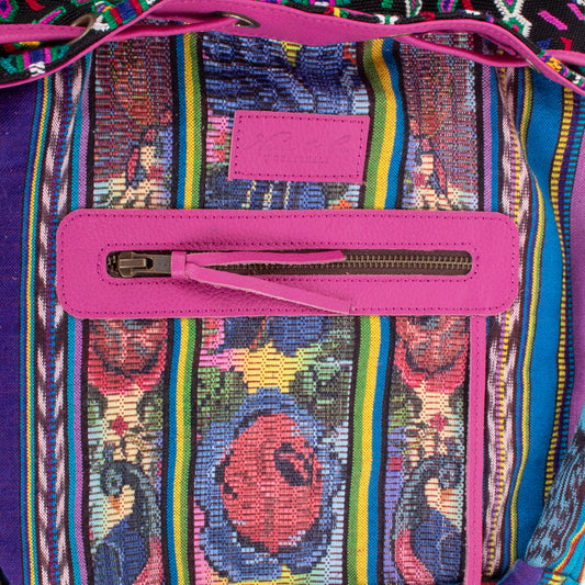 DRAWSTRING BUCKET BAG - OOAK HUIPIL - BABY RHINO - NO. 19074