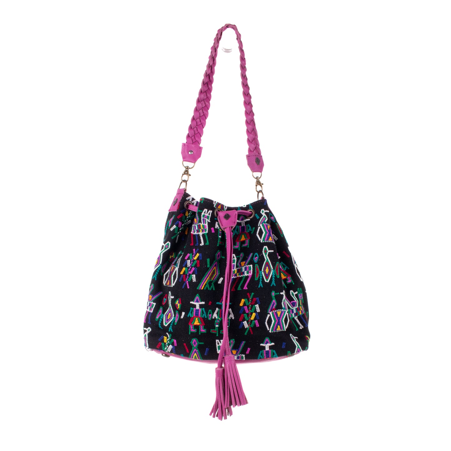 DRAWSTRING BUCKET BAG - OOAK HUIPIL - BABY RHINO - NO. 19074