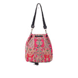 DRAWSTRING BUCKET BAG - OOAK HUIPIL - BLACK - NO. 19076