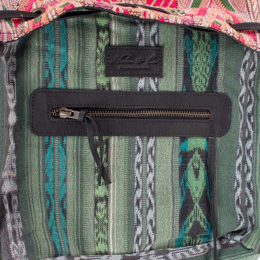 DRAWSTRING BUCKET BAG - OOAK HUIPIL - BLACK - NO. 19076