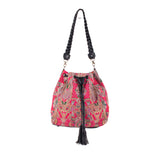 DRAWSTRING BUCKET BAG - OOAK HUIPIL - BLACK - NO. 19076