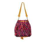 DRAWSTRING BUCKET BAG - OOAK HUIPIL - MUSTARD - NO. 19077