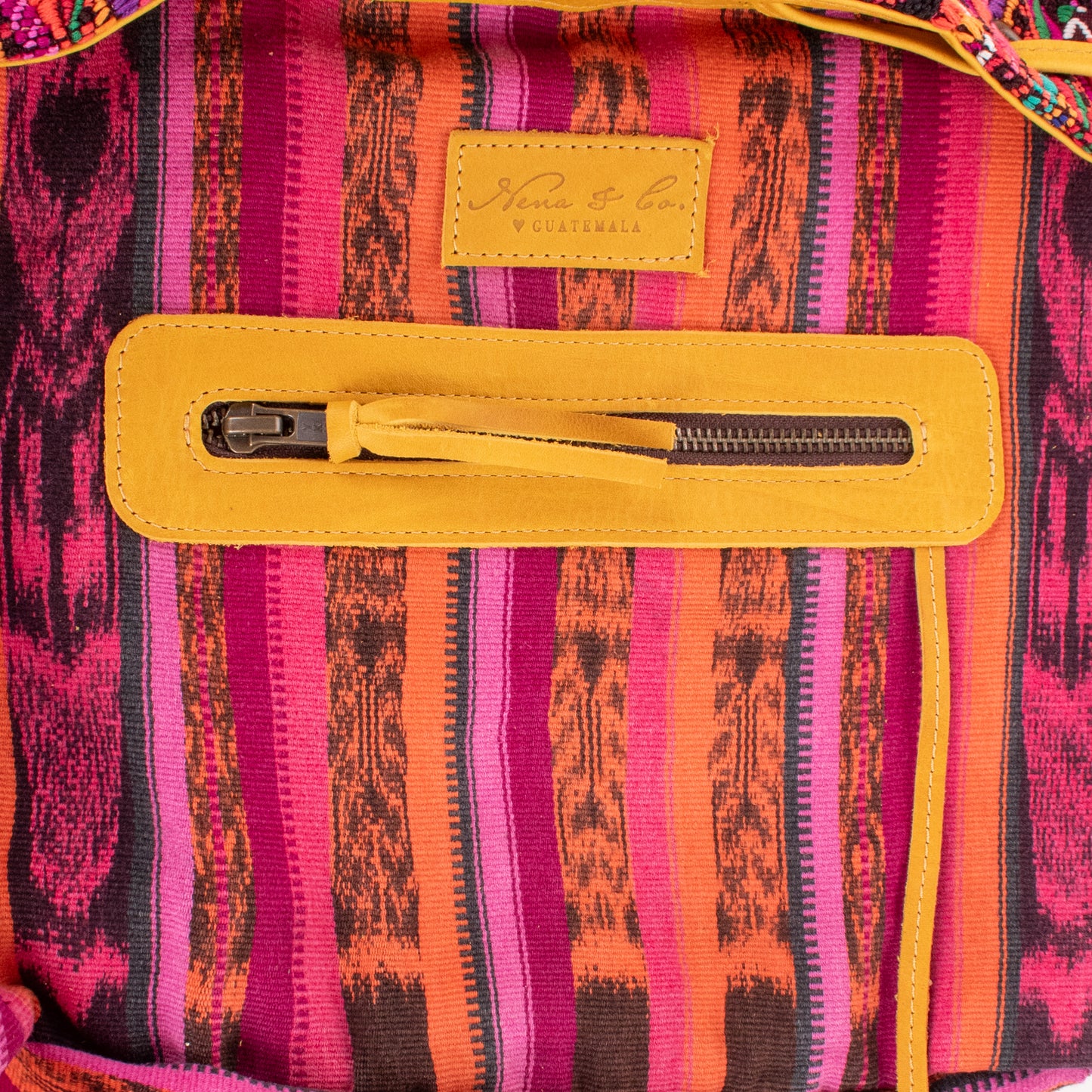 DRAWSTRING BUCKET BAG - OOAK HUIPIL - MUSTARD - NO. 19077