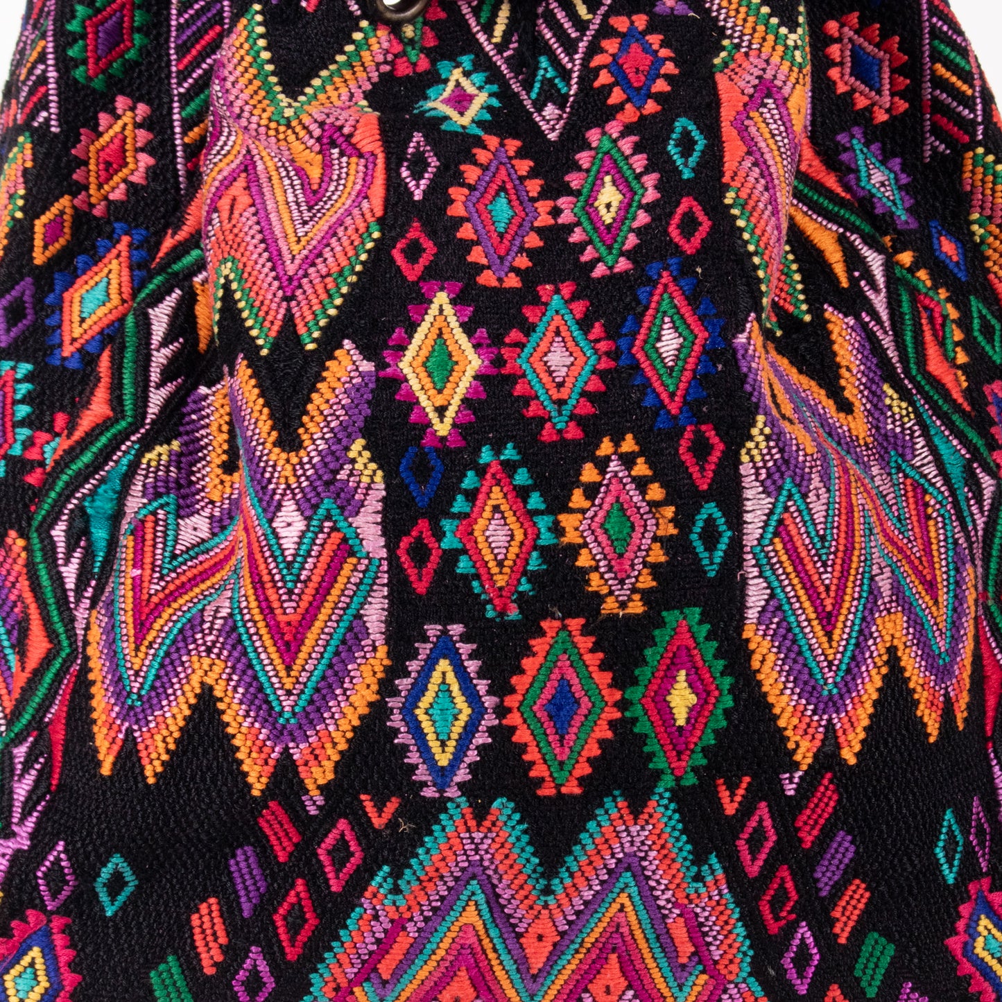 DRAWSTRING BUCKET BAG - OOAK HUIPIL - BABY RHINO - NO. 19078