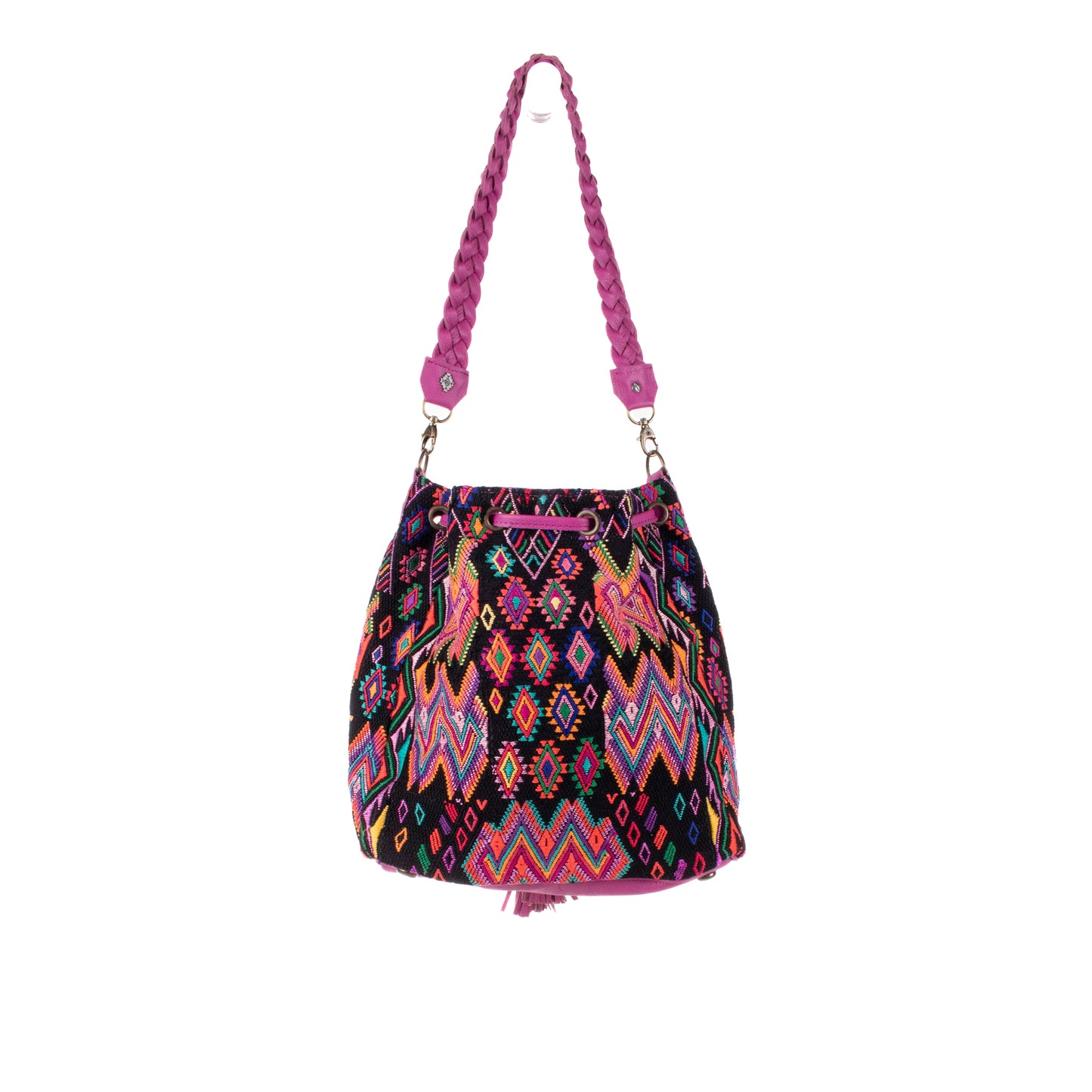 DRAWSTRING BUCKET BAG - OOAK HUIPIL - BABY RHINO - NO. 19078