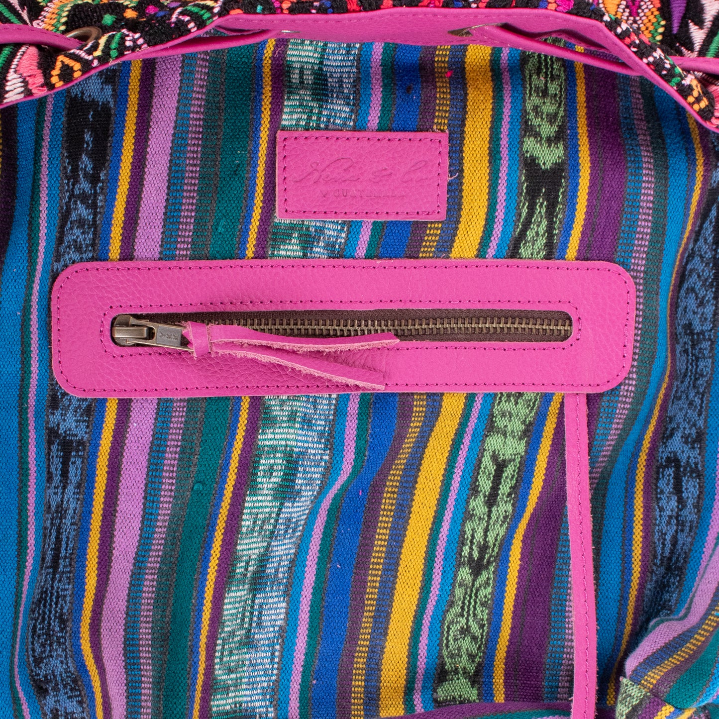 DRAWSTRING BUCKET BAG - OOAK HUIPIL - BABY RHINO - NO. 19078