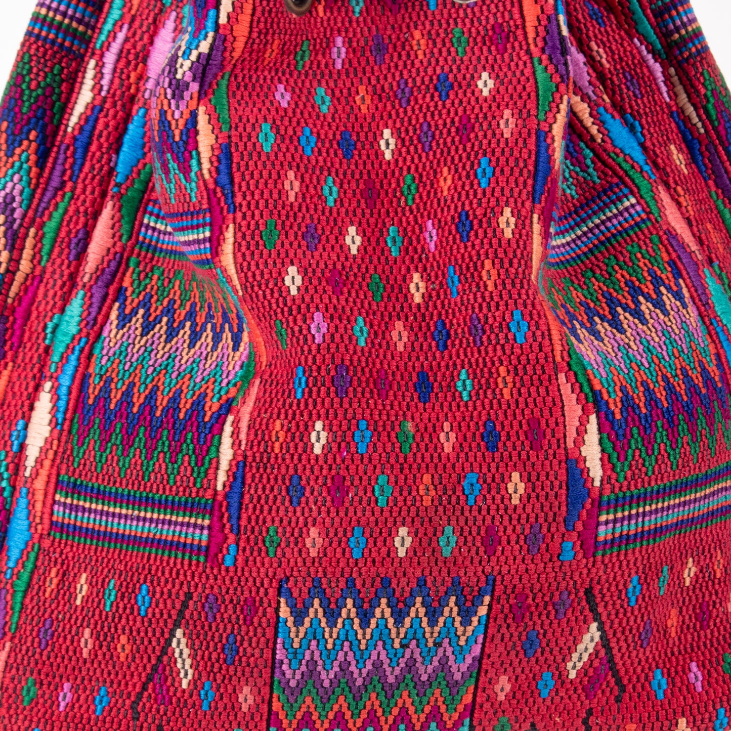 DRAWSTRING BUCKET BAG - OOAK HUIPIL - CERULEAN - NO. 19079