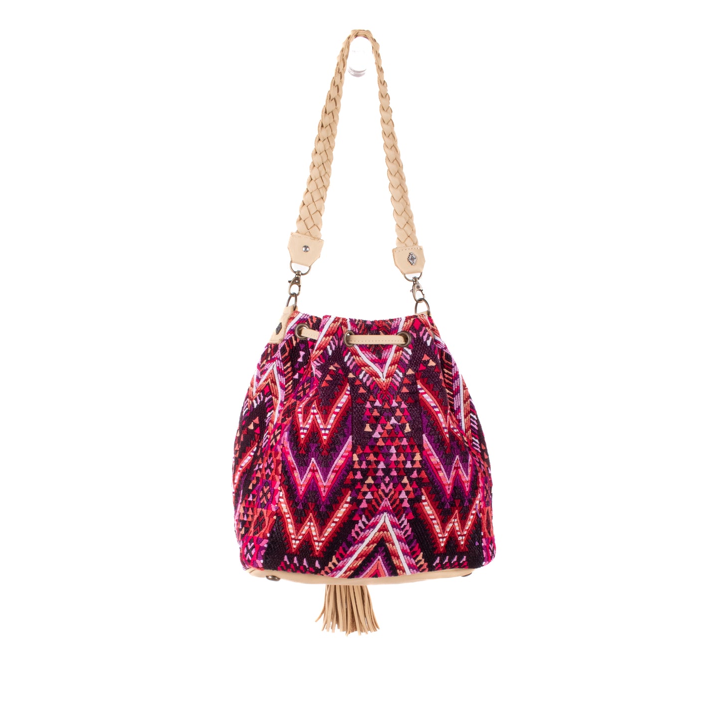 DRAWSTRING BUCKET BAG - OOAK HUIPIL - BUTTER - NO. 19080