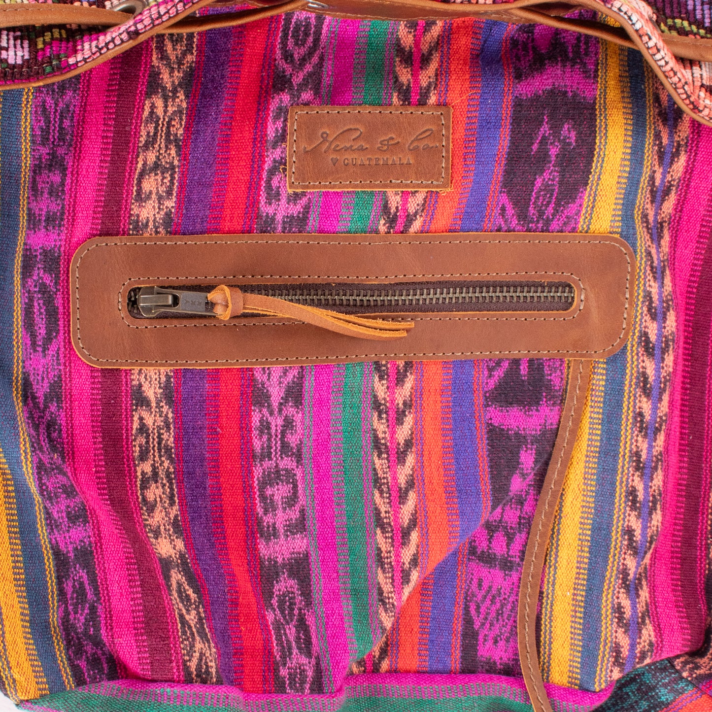 DRAWSTRING BUCKET BAG - OOAK HUIPIL - CAFE - NO. 19304