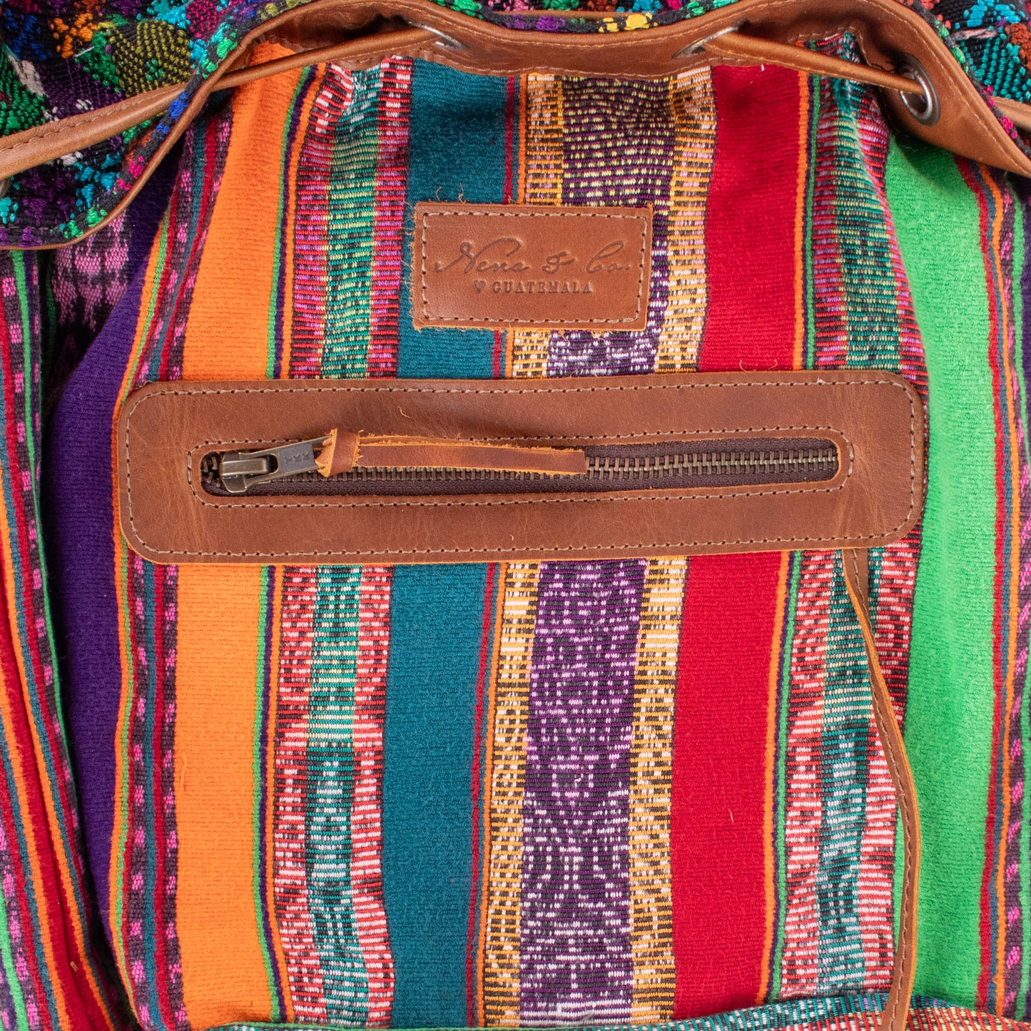 DRAWSTRING BUCKET BAG - OOAK HUIPIL - CAFE - NO. 19306