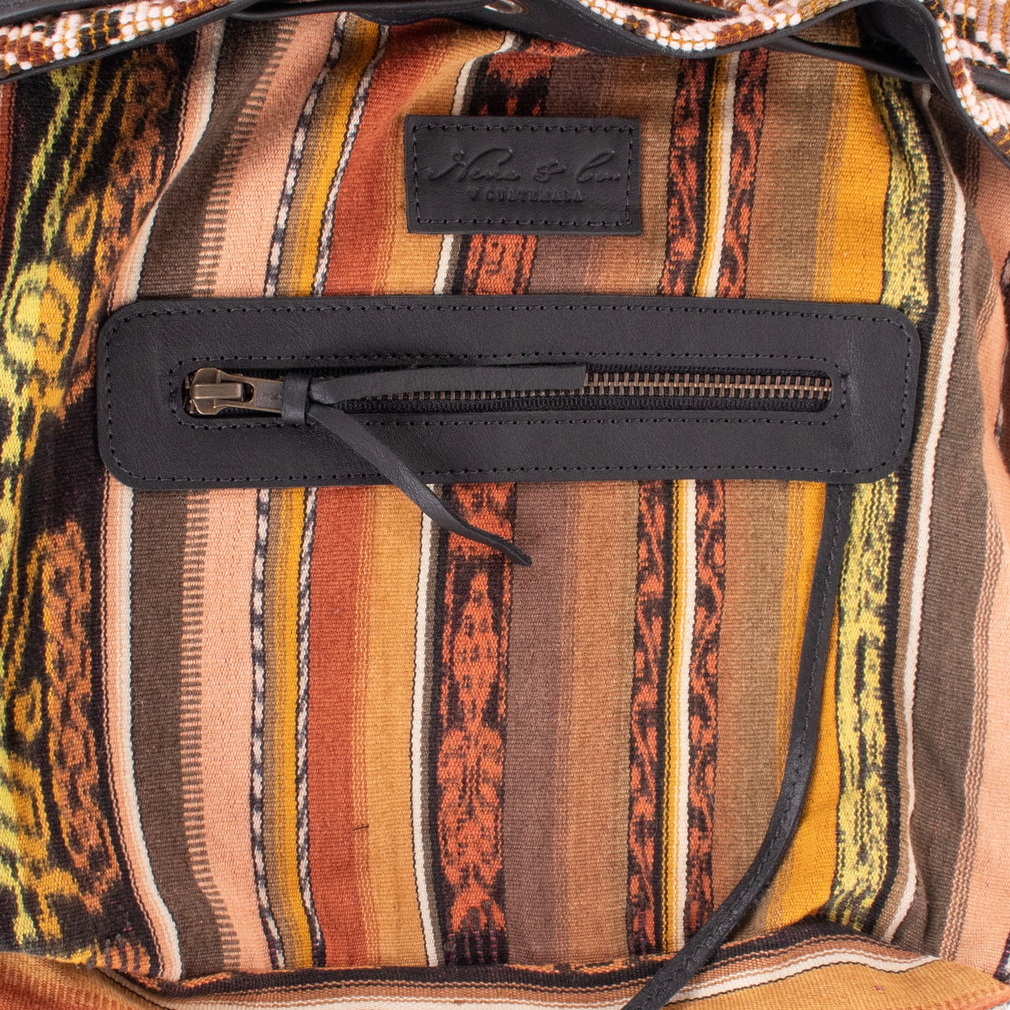 DRAWSTRING BUCKET BAG - OOAK HUIPIL - BLACK - NO. 19312