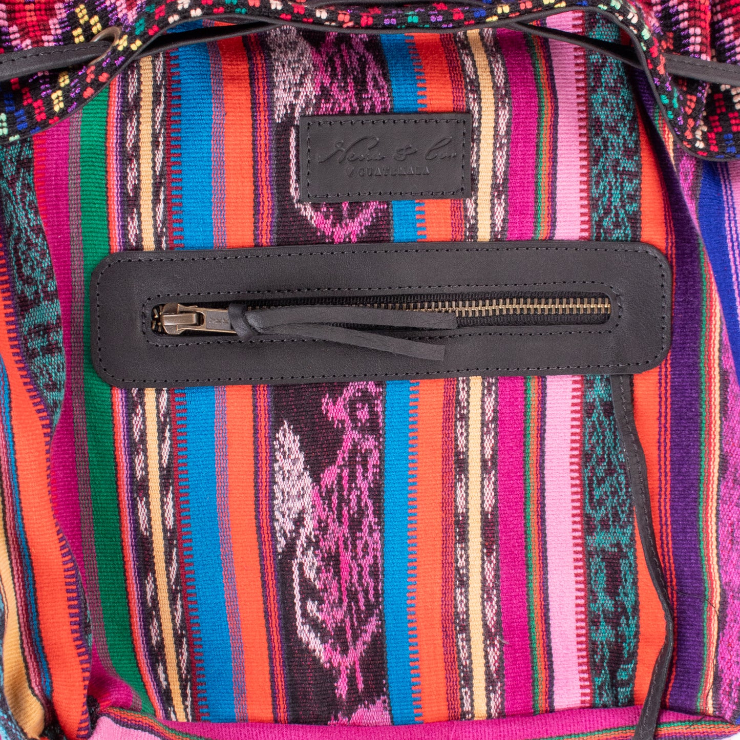 DRAWSTRING BUCKET BAG - OOAK HUIPIL - BLACK - NO. 19313