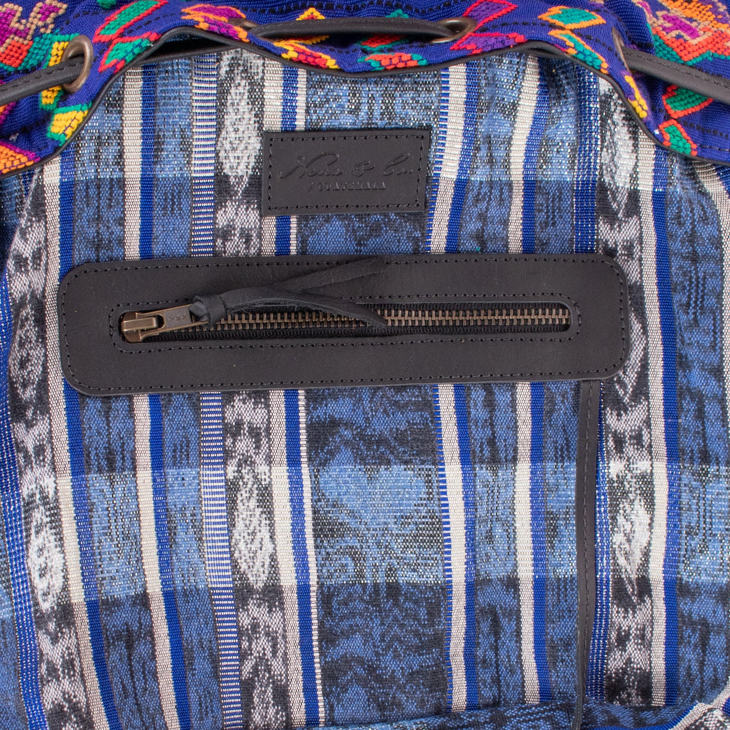 DRAWSTRING BUCKET BAG - OOAK HUIPIL - BLACK - NO. 19314