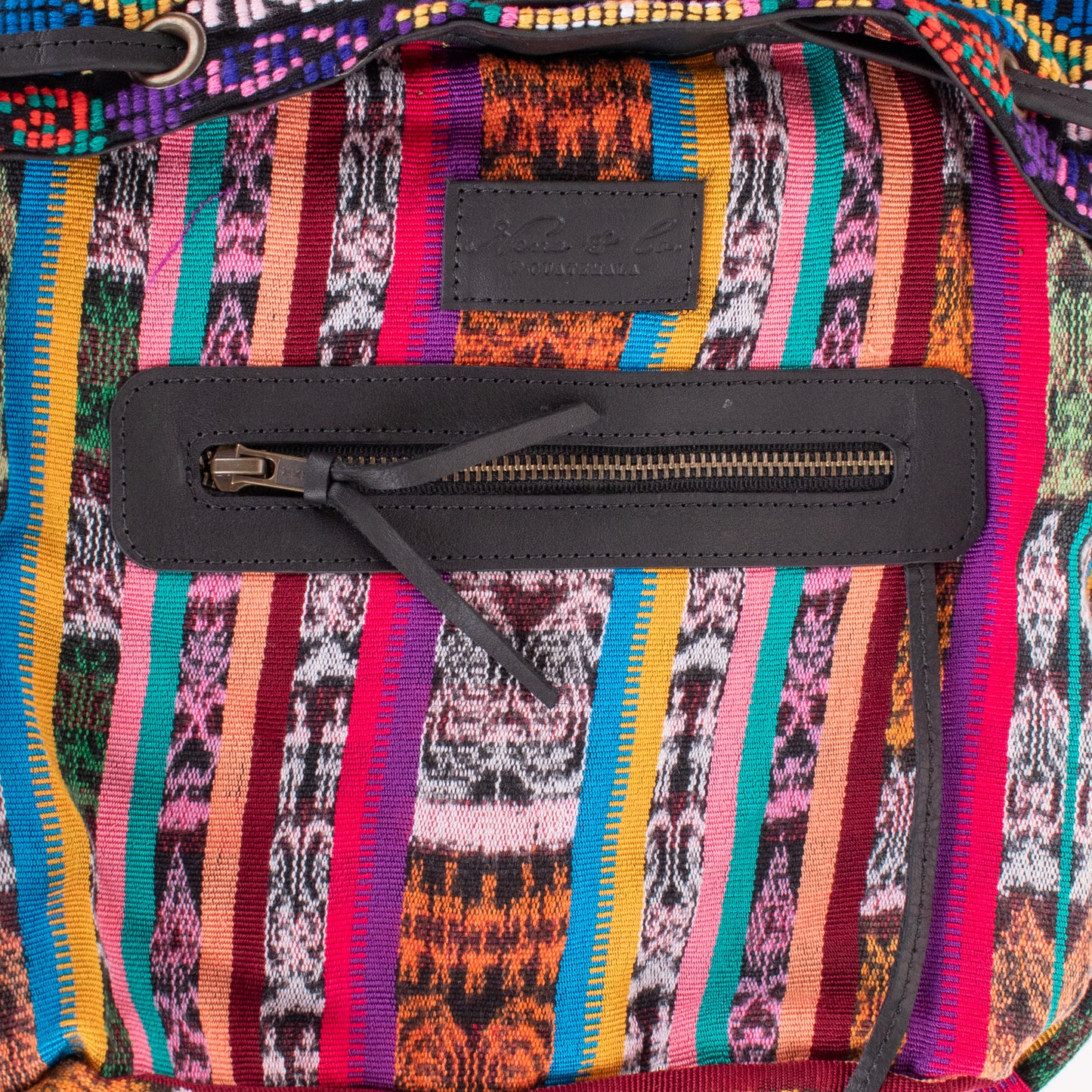 DRAWSTRING BUCKET BAG - OOAK HUIPIL - BLACK - NO. 19315